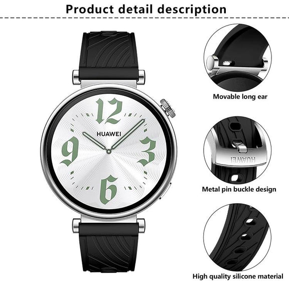 Kalebol 18mm Universal Textured Silicone Silver Buckle Strap(Red)