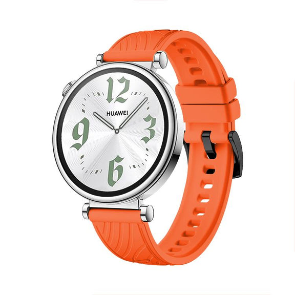 Kalebol 18mm Universal Textured Silicone Black Buckle Strap(Orange)