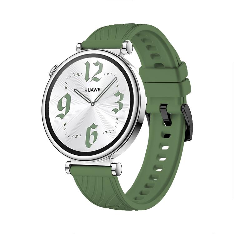 Kalebol 18mm Universal Textured Silicone Black Buckle Strap(Spruce Green) - 18mm Bands by Kalebol | Online Shopping South Africa | PMc TechLife | Buy Now Pay Later Mobicred