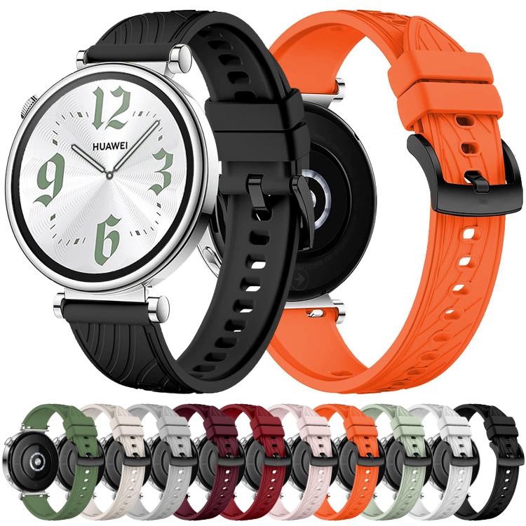 Kalebol 18mm Universal Textured Silicone Black Buckle Strap(Orange)