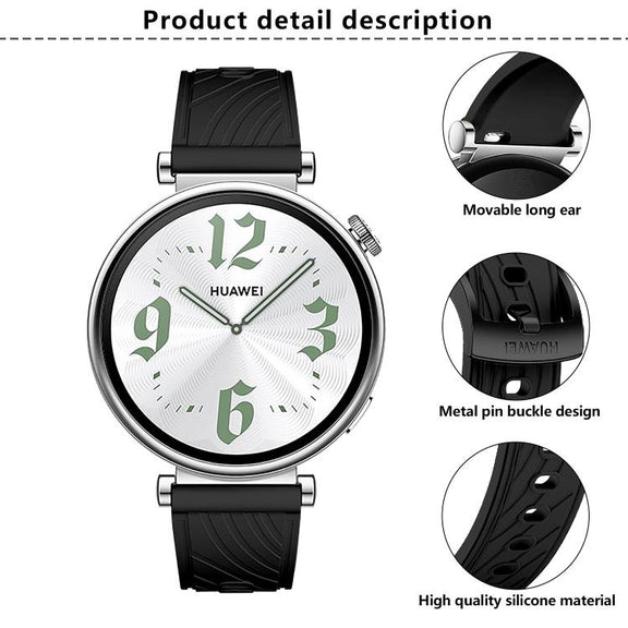 Kalebol 18mm Universal Textured Silicone Black Buckle Strap(Orange)