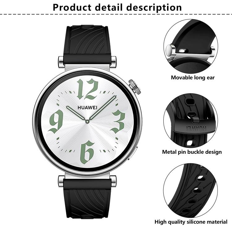 Kalebol 18mm Universal Textured Silicone Black Buckle Strap(Orange)