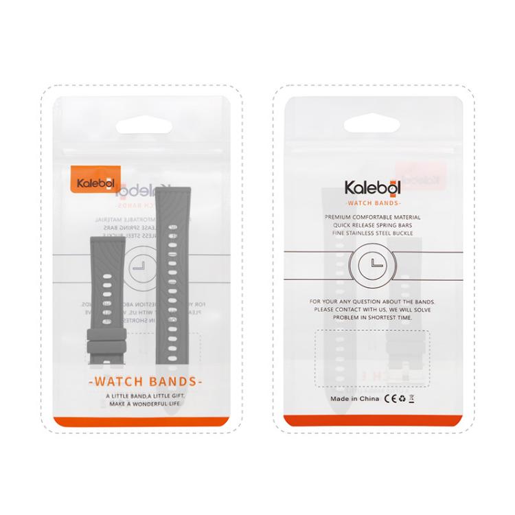 Kalebol 18mm Universal Textured Silicone Black Buckle Strap(Orange)
