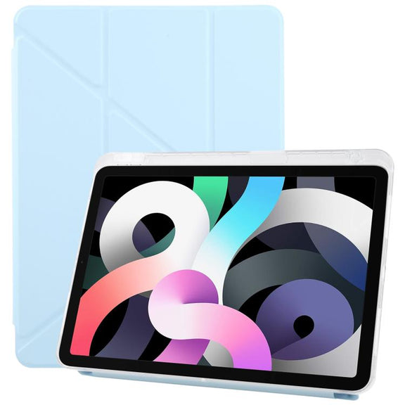 For iPad Air 2022 / 2020 10.9 ZGA Genre Series Y-Fold Leather Tablet Case with Pen Slot(Blue)