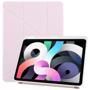 For iPad Air 2022 / 2020 10.9 ZGA Genre Series Y-Fold Leather Tablet Case with Pen Slot(Pink)