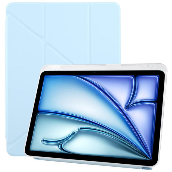 For iPad Air 13 2025 / 2024 / Pro 12.9 ZGA Genre Series Y-Fold Leather Tablet Case with Pen Slot(Blue)