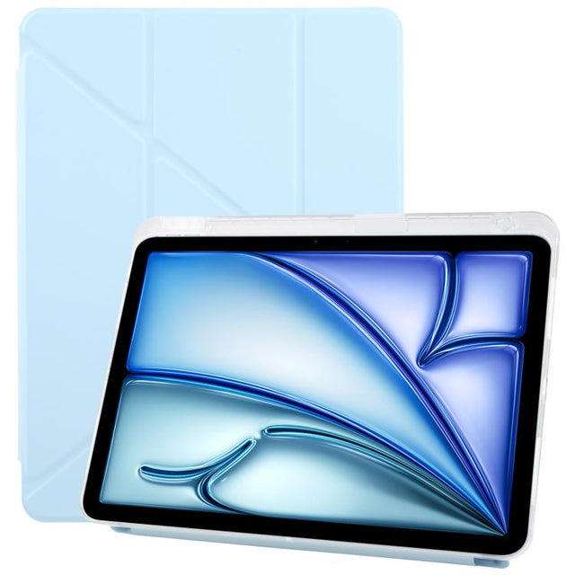 For iPad Air 13 2025 / 2024 / Pro 12.9 ZGA Genre Series Y-Fold Leather Tablet Case with Pen Slot(Blue)