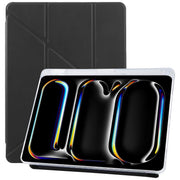 For iPad Pro 13 2024 ZGA Genre Series Y-Fold Leather Tablet Case with Pen Slot(Black)