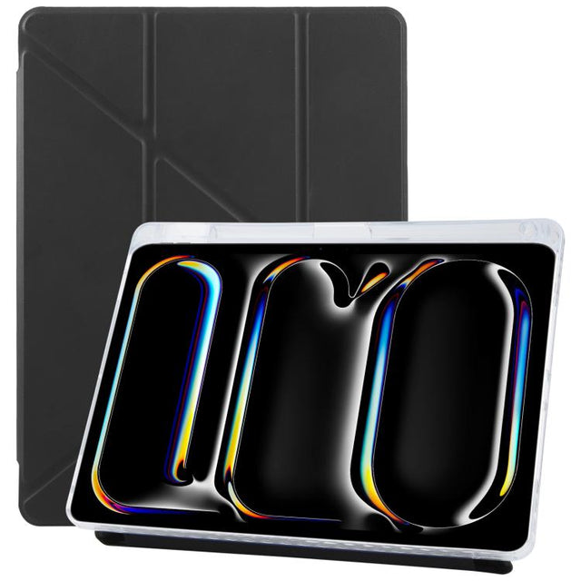 For iPad Pro 13 2024 ZGA Genre Series Y-Fold Leather Tablet Case with Pen Slot(Black)