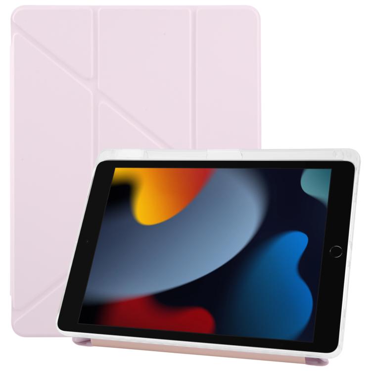 For iPad 10.2 2021 / Air 10.5 ZGA Genre Series Y-Fold Leather Tablet Case with Pen Slot(Pink) - free shipping - PMc TechLife - Order now!