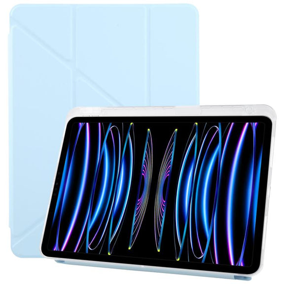For iPad Pro 11 2022 / 2021 ZGA Genre Series Y-Fold Leather Tablet Case with Pen Slot(Blue)