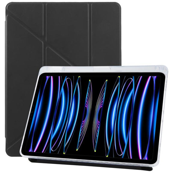 For iPad Pro 11 2022 / 2021 ZGA Genre Series Y-Fold Leather Tablet Case with Pen Slot(Black)