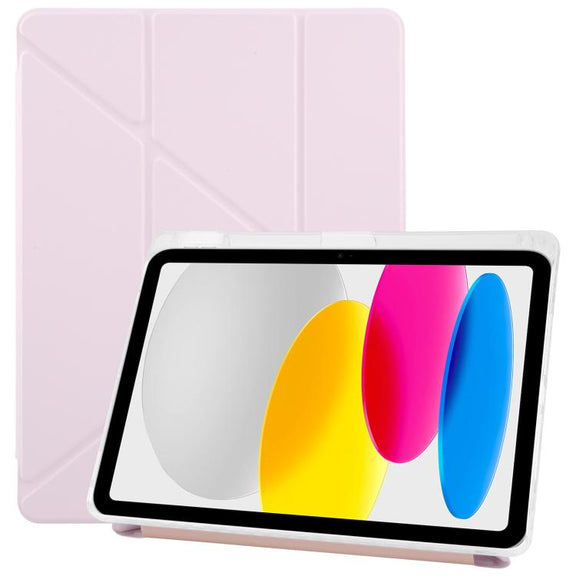 For iPad 2025 / 2022 ZGA Genre Series Y-Fold Leather Tablet Case with Pen Slot(Pink)