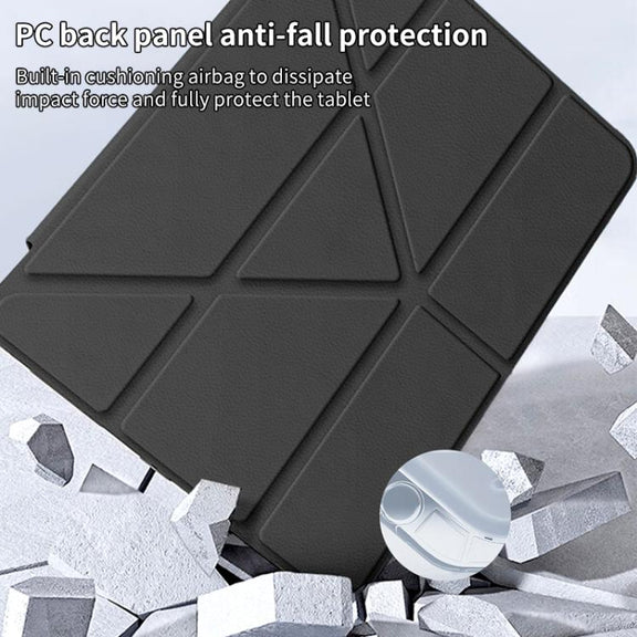 For iPad Pro 13 2024 ZGA Genre Series Y-Fold Leather Tablet Case with Pen Slot(Black)