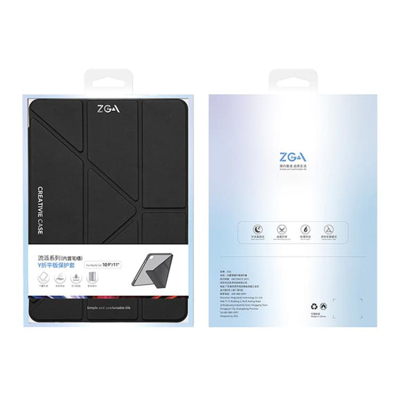 For iPad 2025 / 2022 ZGA Genre Series Y-Fold Leather Tablet Case with Pen Slot(Blue)