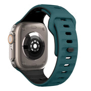 For Apple Watch 46mm / 49mm / 45mm / 44mm Kalebol Wave Reverse Buckle Two-color Silicone Strap(Dark Green Black)