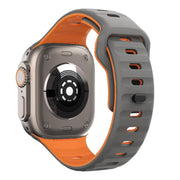 For Apple Watch 46mm / 49mm / 45mm / 44mm Kalebol Wave Reverse Buckle Two-color Silicone Strap(Space Grey Orange)