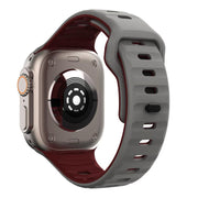 For Apple Watch 46mm / 49mm / 45mm / 44mm Kalebol Wave Reverse Buckle Two-color Silicone Strap(Space Grey Wine Red)