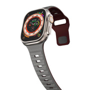 For Apple Watch 46mm / 49mm / 45mm / 44mm Kalebol Wave Reverse Buckle Two-color Silicone Strap(Space Grey Wine Red)