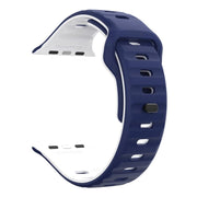 For Apple Watch 46mm / 49mm / 45mm / 44mm Kalebol Wave Reverse Buckle Two-color Silicone Strap(Midnight Blue White)