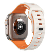 For Apple Watch 46mm / 49mm / 45mm / 44mm Kalebol Wave Reverse Buckle Two-color Silicone Strap(Starlight Orange)