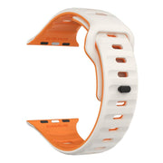 For Apple Watch 46mm / 49mm / 45mm / 44mm Kalebol Wave Reverse Buckle Two-color Silicone Strap(Starlight Orange)