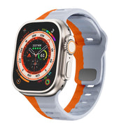 For Apple Watch 46mm / 49mm / 45mm / 44mm Kalebol Wave Reverse Buckle Two-color Silicone Strap(Wild Path Grey Orange)