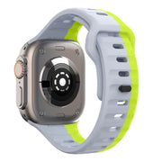 For Apple Watch 46mm / 49mm / 45mm / 44mm Kalebol Wave Reverse Buckle Two-color Silicone Strap(Wild Path Grey Green)