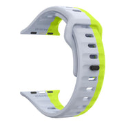 For Apple Watch 46mm / 49mm / 45mm / 44mm Kalebol Wave Reverse Buckle Two-color Silicone Strap(Wild Path Grey Green)