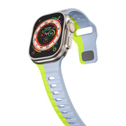 For Apple Watch 46mm / 49mm / 45mm / 44mm Kalebol Wave Reverse Buckle Two-color Silicone Strap(Wild Path Grey Green)