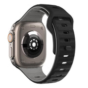 For Apple Watch 42mm / 41mm / 40mm / 38mm Kalebol Wave Reverse Buckle Two-color Silicone Strap(Black Grey)