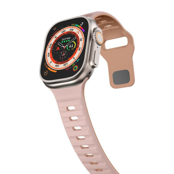 For Apple Watch 42mm / 41mm / 40mm / 38mm Kalebol Wave Reverse Buckle Two-color Silicone Strap(Oxford Pink Rose Grey)
