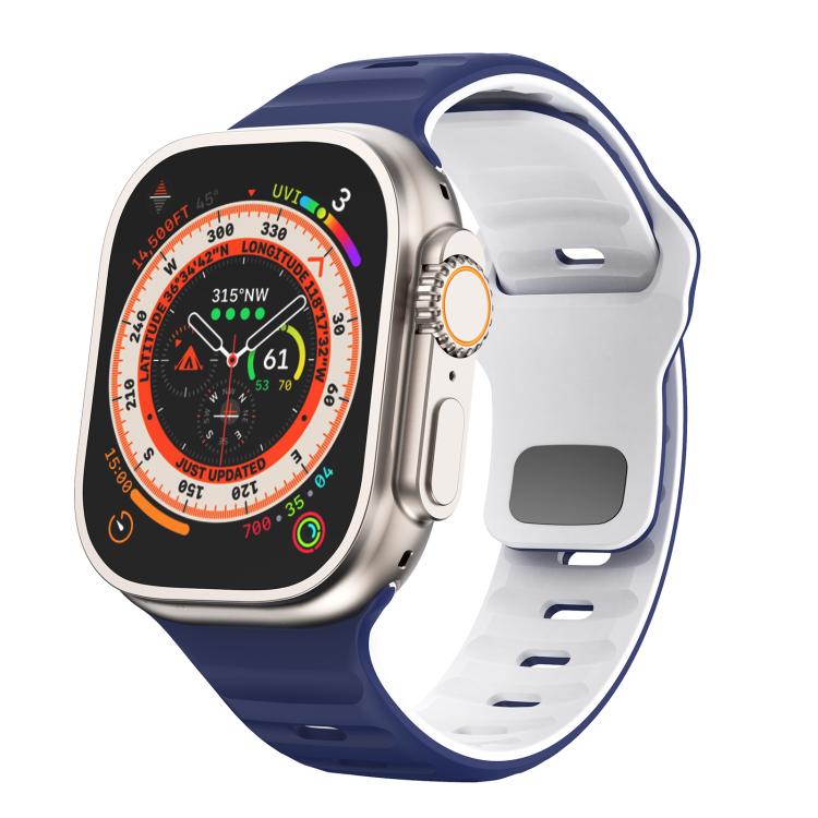 For Apple Watch 42mm / 41mm / 40mm / 38mm Kalebol Wave Reverse Buckle Two-color Silicone Strap(Midnight Blue White) - Watch Bands by Kalebol | Online Shopping South Africa | PMC TechLife | Buy Now Pay Later Mobicred