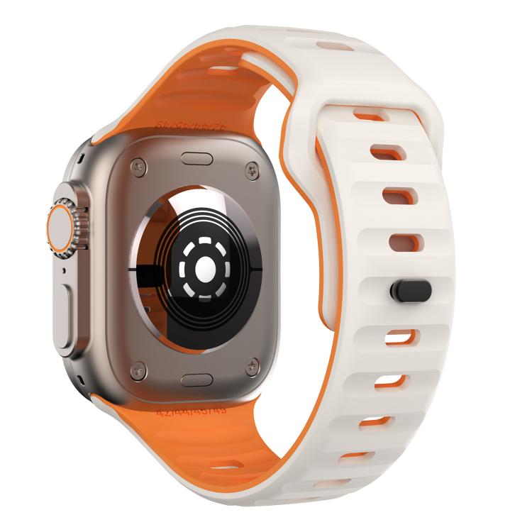 For Apple Watch 42mm / 41mm / 40mm / 38mm Kalebol Wave Reverse Buckle Two-color Silicone Strap(Starlight Orange) - Watch Bands by Kalebol | Online Shopping South Africa | PMC TechLife | Buy Now Pay Later Mobicred