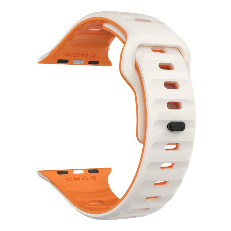 For Apple Watch 42mm / 41mm / 40mm / 38mm Kalebol Wave Reverse Buckle Two-color Silicone Strap(Starlight Orange)