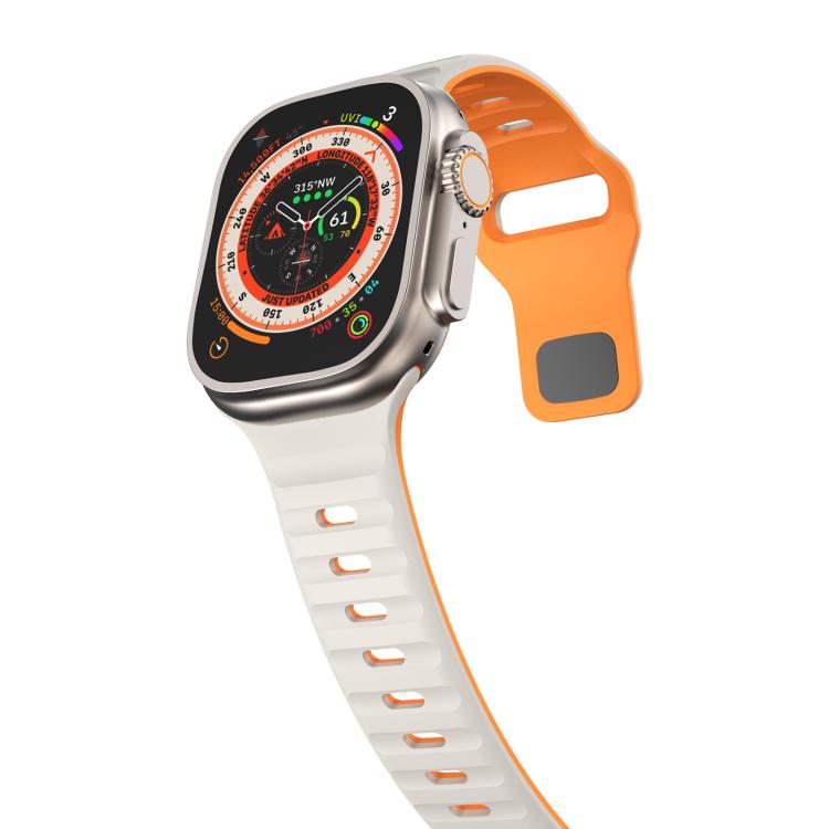 For Apple Watch 42mm / 41mm / 40mm / 38mm Kalebol Wave Reverse Buckle Two-color Silicone Strap(Starlight Orange) - Watch Bands by Kalebol | Online Shopping South Africa | PMC TechLife | Buy Now Pay Later Mobicred