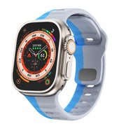 For Apple Watch 42mm / 41mm / 40mm / 38mm Kalebol Wave Reverse Buckle Two-color Silicone Strap(Wild Path Grey Blue)