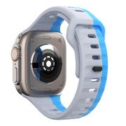 For Apple Watch 42mm / 41mm / 40mm / 38mm Kalebol Wave Reverse Buckle Two-color Silicone Strap(Wild Path Grey Blue)