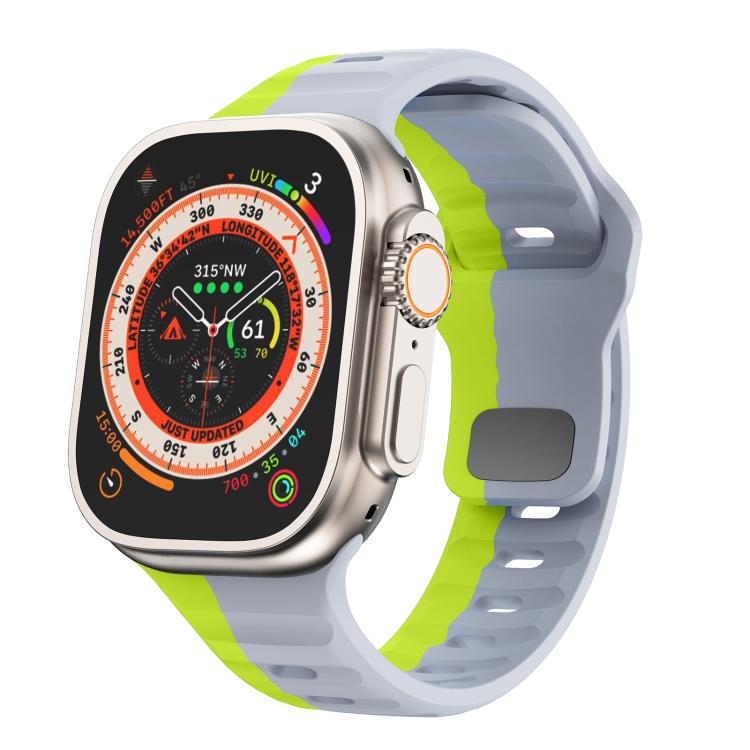 For Apple Watch 42mm / 41mm / 40mm / 38mm Kalebol Wave Reverse Buckle Two-color Silicone Strap(Wild Path Grey Green) - Watch Bands by Kalebol | Online Shopping South Africa | PMC TechLife | Buy Now Pay Later Mobicred
