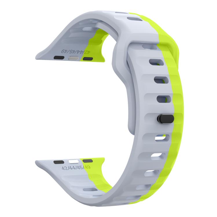 For Apple Watch 42mm / 41mm / 40mm / 38mm Kalebol Wave Reverse Buckle Two-color Silicone Strap(Wild Path Grey Green)
