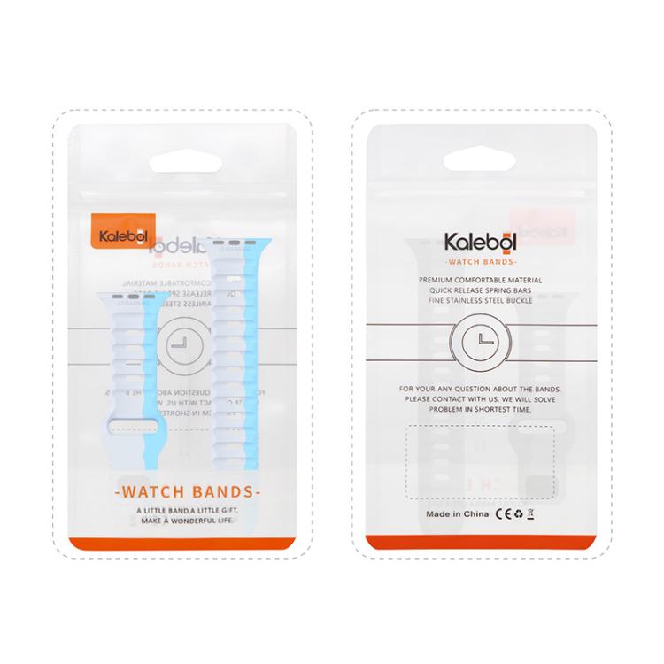 For Apple Watch 42mm / 41mm / 40mm / 38mm Kalebol Wave Reverse Buckle Two-color Silicone Strap(Dark Green Black)