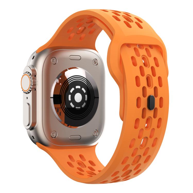 For Apple Watch 46mm / 49mm / 45mm / 44mm Kalebol Mesh Reverse Buckle Silicone Strap(Orange)