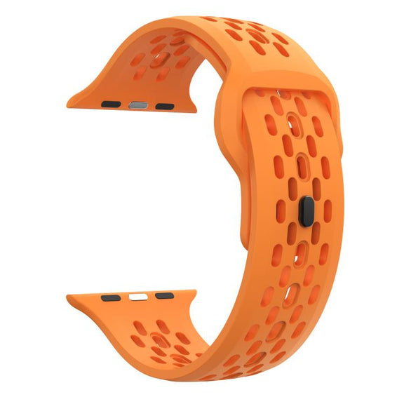 For Apple Watch 46mm / 49mm / 45mm / 44mm Kalebol Mesh Reverse Buckle Silicone Strap(Orange)