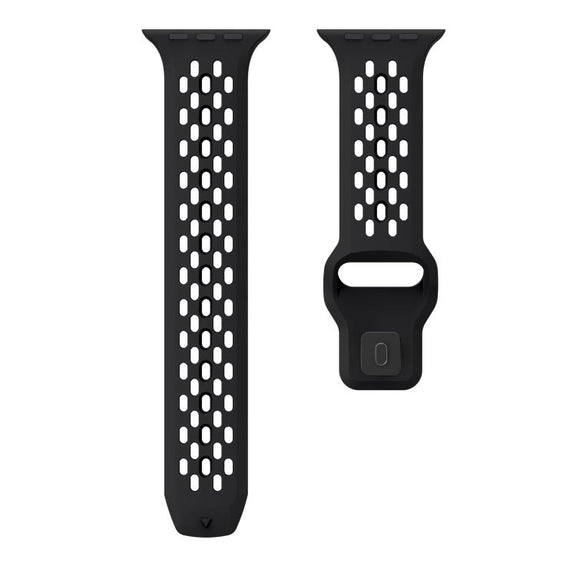 For Apple Watch 46mm / 49mm / 45mm / 44mm Kalebol Mesh Reverse Buckle Silicone Strap(Black)