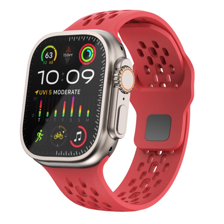 For Apple Watch 46mm / 49mm / 45mm / 44mm Kalebol Mesh Reverse Buckle Silicone Strap(Red) - Watch Bands by Kalebol | Online Shopping South Africa | PMC TechLife | Buy Now Pay Later Mobicred