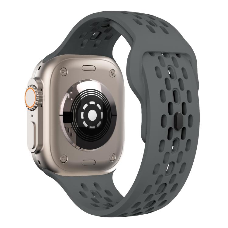 For Apple Watch 46mm / 49mm / 45mm / 44mm Kalebol Mesh Reverse Buckle Silicone Strap(Dark Grey)