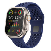 For Apple Watch 46mm / 49mm / 45mm / 44mm Kalebol Mesh Reverse Buckle Silicone Strap(Midnight Blue)