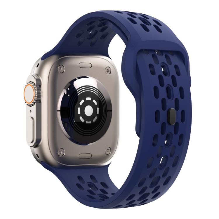 For Apple Watch 46mm / 49mm / 45mm / 44mm Kalebol Mesh Reverse Buckle Silicone Strap(Midnight Blue)