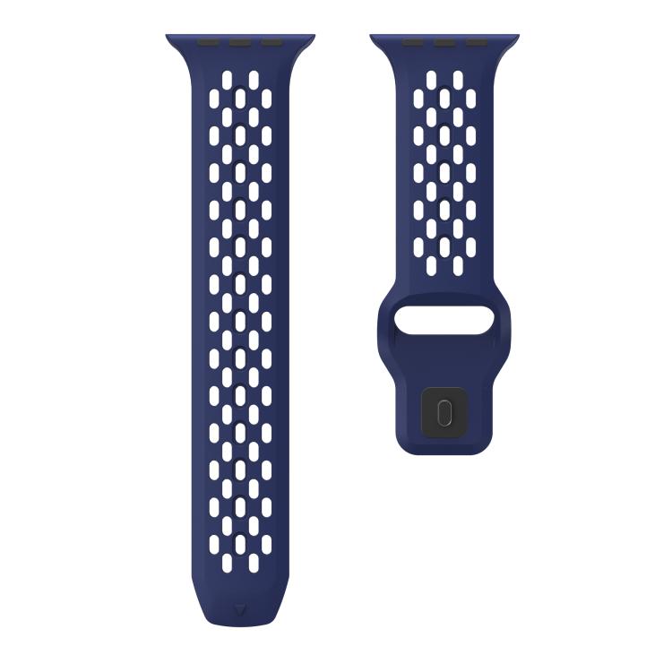 For Apple Watch 46mm / 49mm / 45mm / 44mm Kalebol Mesh Reverse Buckle Silicone Strap(Midnight Blue)
