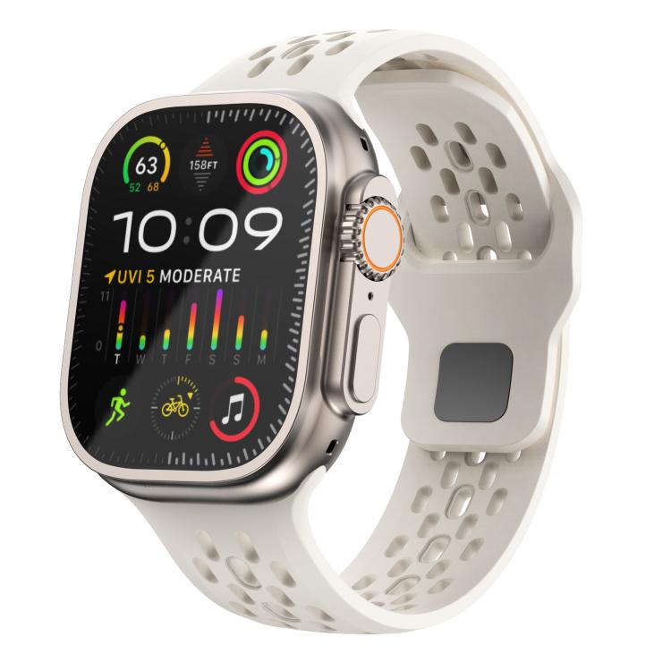 For Apple Watch 46mm / 49mm / 45mm / 44mm Kalebol Mesh Reverse Buckle Silicone Strap(Starlight) - Watch Bands by Kalebol | Online Shopping South Africa | PMC TechLife | Buy Now Pay Later Mobicred